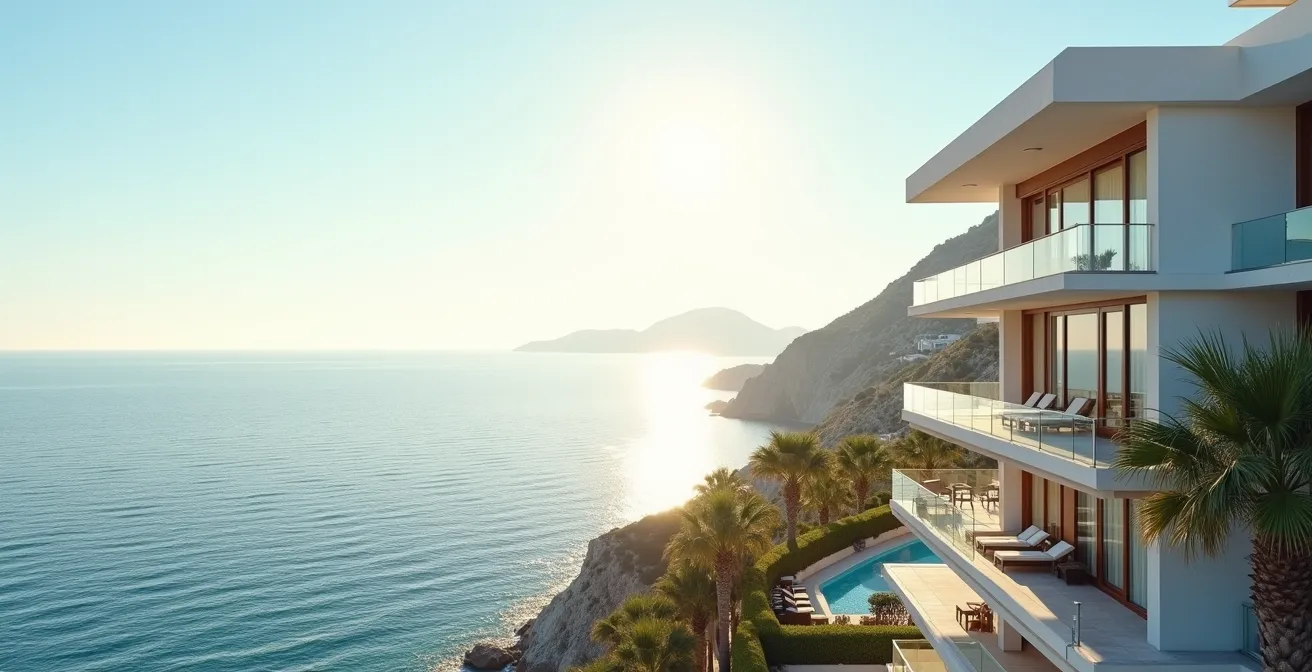 Comparaison de la perception visuelle depuis différents étages d'un hôtel en bord de mer