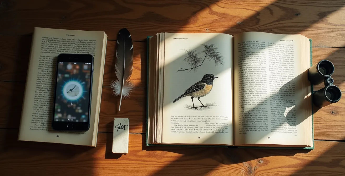 Comparaison entre identification par smartphone et guide ornithologique traditionnel
